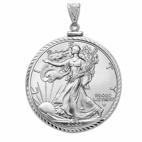 2022 1 oz Silver Eagle Pendant (Diamond-Cut ScrewTop Bezel) 2022 1 oz Silver Eagle Pendant (Diamond-Cut ScrewTop Bezel)
