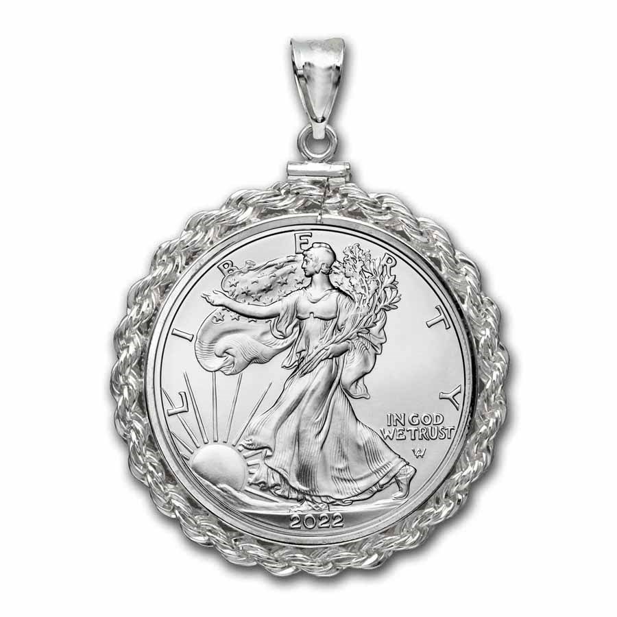 2022 1 oz Silver Eagle Pendant (Rope-ScrewTop Bezel)
