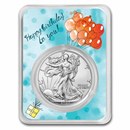 2022 1 oz Silver Eagle - w/Happy Birthday, Balloons Card, In TEP