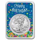 2022 1 oz Silver Eagle - w/Happy Birthday, Confetti Card, In TEP