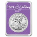 2022 1 oz Silver Eagle - w/Happy Birthday, Purple Card, In TEP
