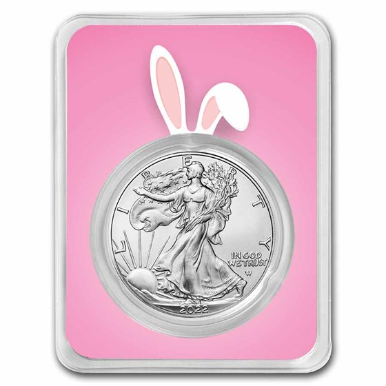 2022 1 oz Silver Eagle - w/Happy Easter, Bunny Ears Card, In TEP 2022 1 oz Silver Eagle - w/Happy Easter, Bunny Ears Card, In TEP