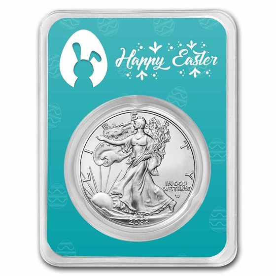 2022 1 oz Silver Eagle - w/Happy Easter, Easter Eggs Card, In TEP 2022 1 oz Silver Eagle - w/Happy Easter, Easter Eggs Card, In TEP