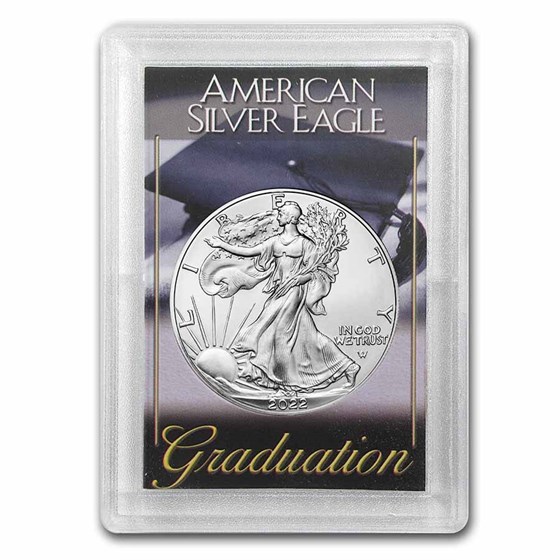 2022 1 oz Silver Eagle - w/Harris Holder, Graduation Design 2022 1 oz Silver Eagle - w/Harris Holder, Graduation Design