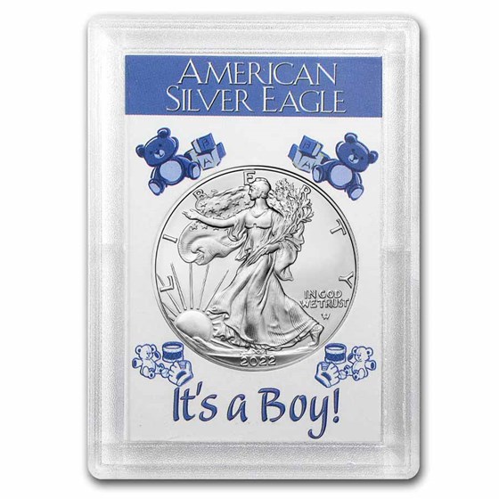 2022 1 oz Silver Eagle - w/Harris Holder, It's A Boy! Design 2022 1 oz Silver Eagle - w/Harris Holder, It's A Boy! Design