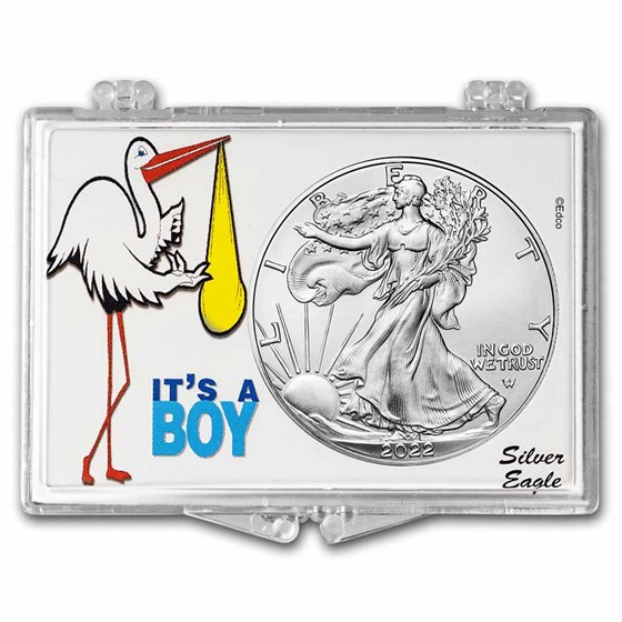 2022 1 oz Silver Eagle - w/Snap-Lock, It's A Boy! Stork Design