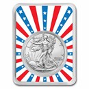 2022 1 oz Silver Eagle - w/Stars & Stripes Burst Card, In TEP