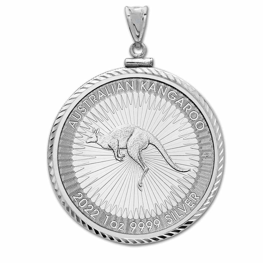 2022 1 oz Silver Kangaroo Pendant (Diamond-ScrewTop Bezel)