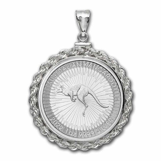 2022 1 oz Silver Kangaroo Pendant (Rope Style Bezel) 2022 1 oz Silver Kangaroo Pendant (Rope Style Bezel)