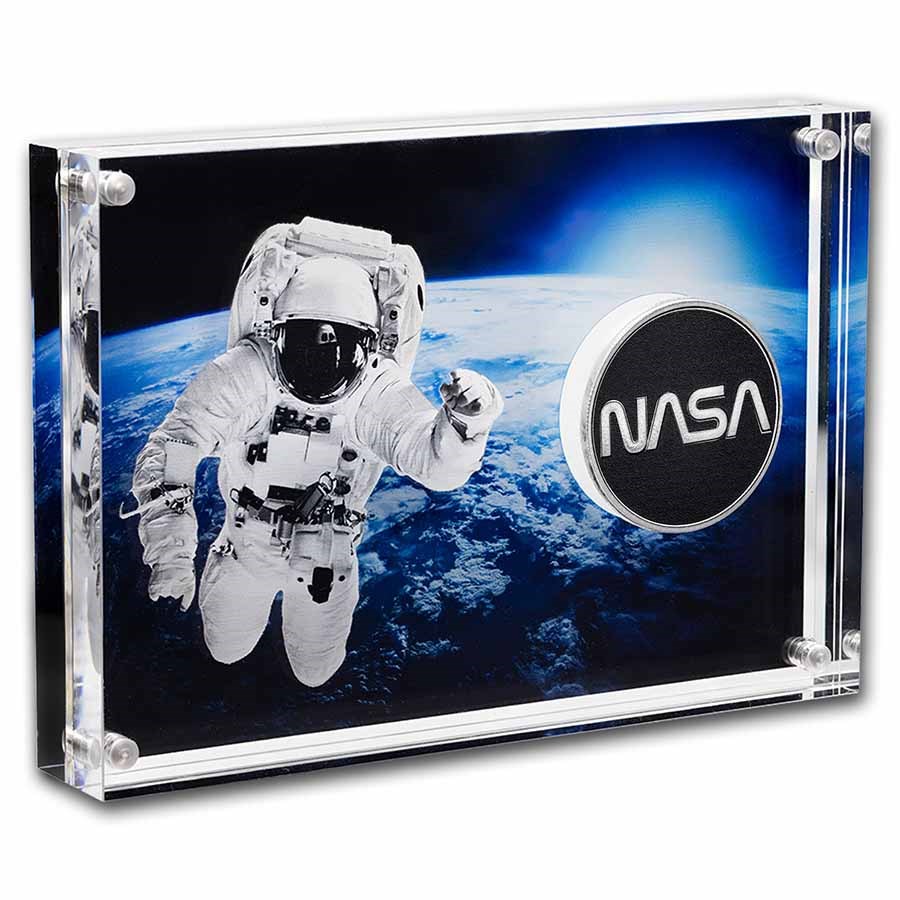 2022 1 oz Silver NASA Retro Worm Logo Proof (w/Case & COA)