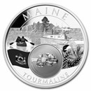 2022 1 oz Silver Treasures of the U.S. Maine Tourmaline (Box/COA)