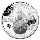 2022 1 oz Silver Treasures of the U.S. Massachusetts Beryl