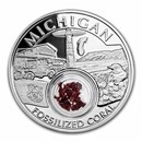 2022 1 oz Silver Treasures of the U.S. Michigan Fossilized Coral