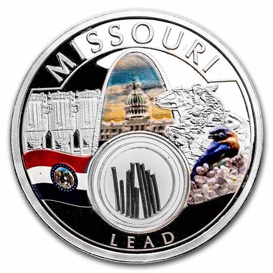 2022 1 oz Silver Treasures of the U.S. Missouri Lead (Colorized)