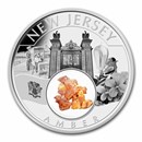 2022 1 oz Silver Treasures of the U.S. New Jersey Amber (Box/COA)