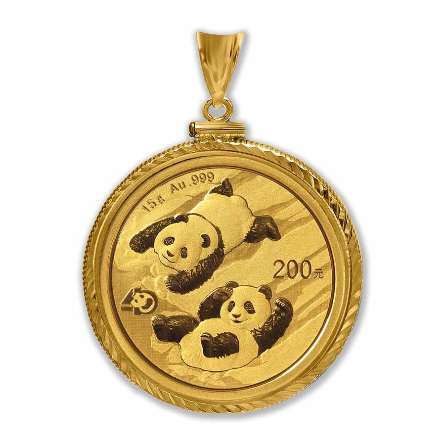 2022 15 gram Gold Panda Pendant (Diamond-Cut Screw Top Bezel)