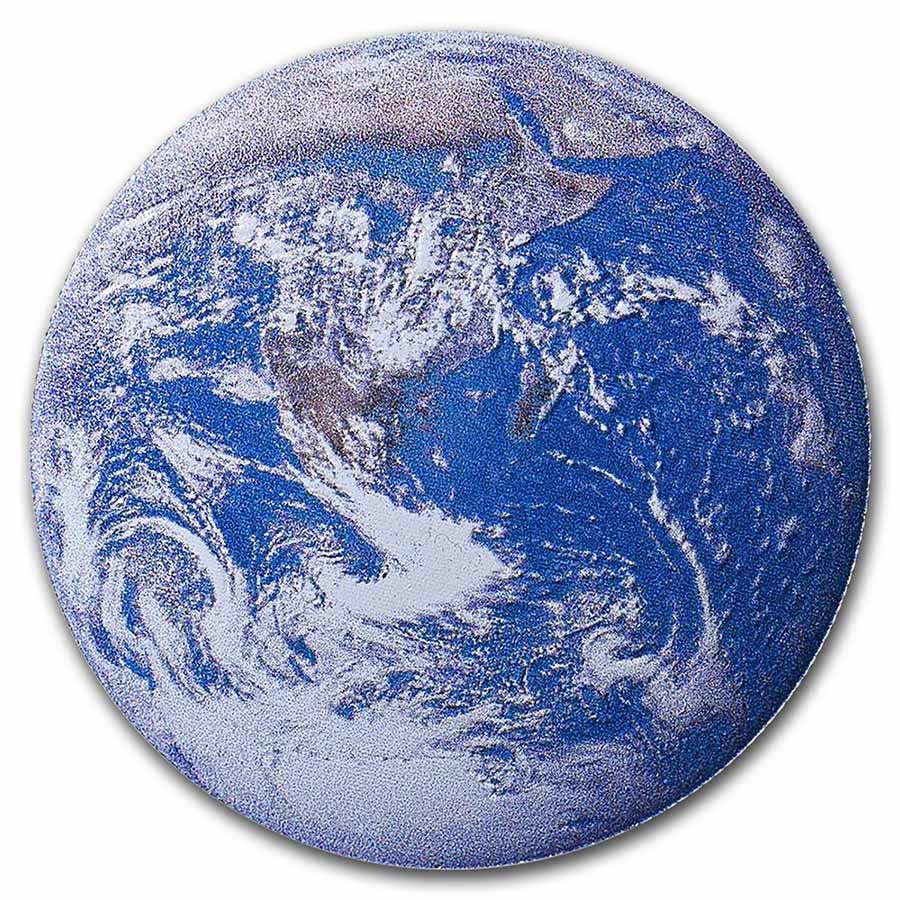 2022 1oz Fiji Blue Marble Dome Shaped Silver Colored Proof Coin