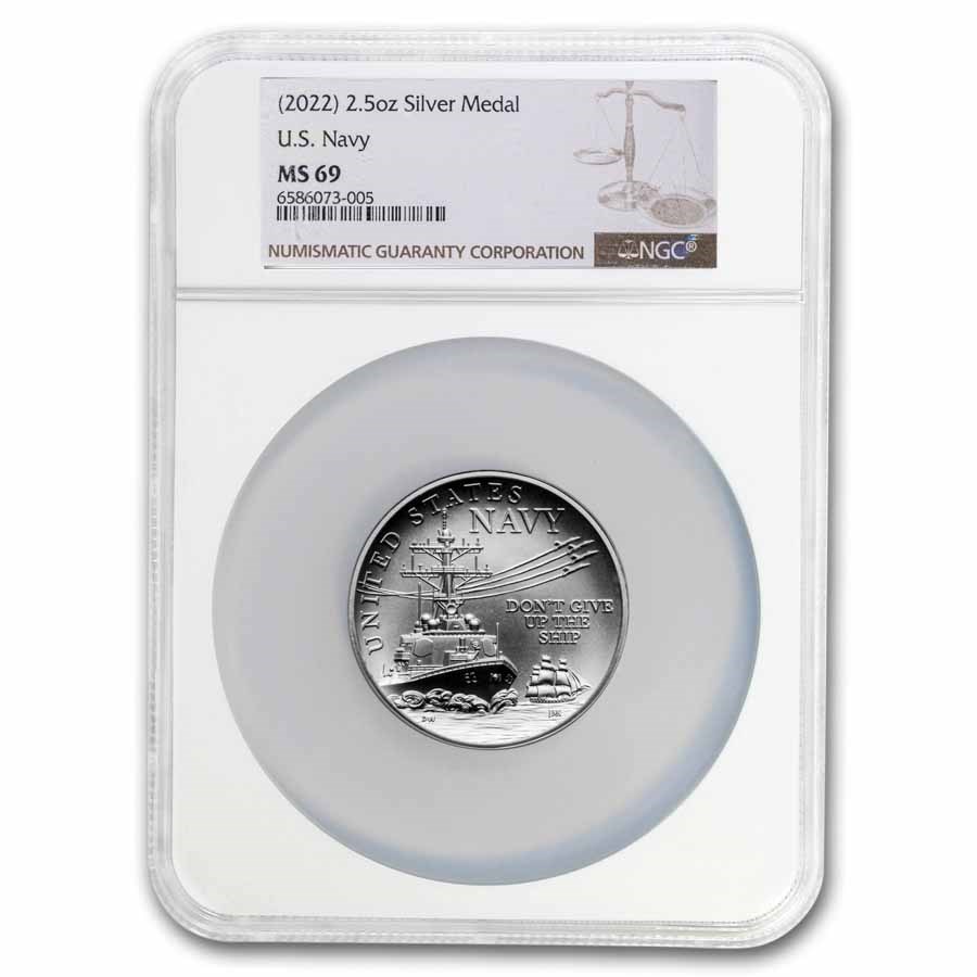 (2022) 2.5 oz Silver U.S. Navy Medal MS-69 NGC