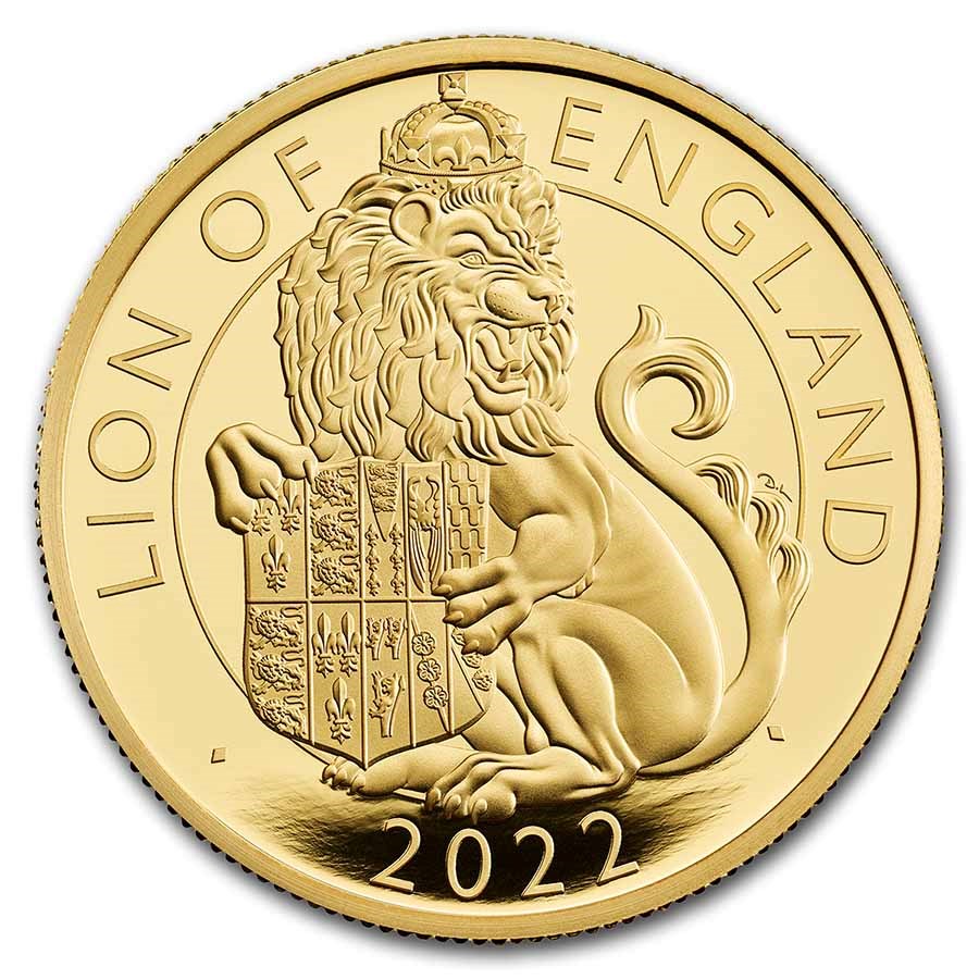 2022 2 oz Gold Royal Tudor Beasts Lion of England Prf (Box/COA)