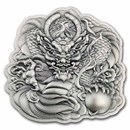 2022 2oz Fiji Dragon Shaped Silver High Relief Antiqued Coin