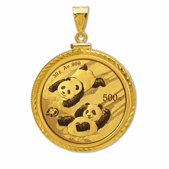 2022 30 gram Gold Panda Pendant (Diamond-Cut Screw Top Bezel) 2022 30 gram Gold Panda Pendant (Diamond-Cut Screw Top Bezel)