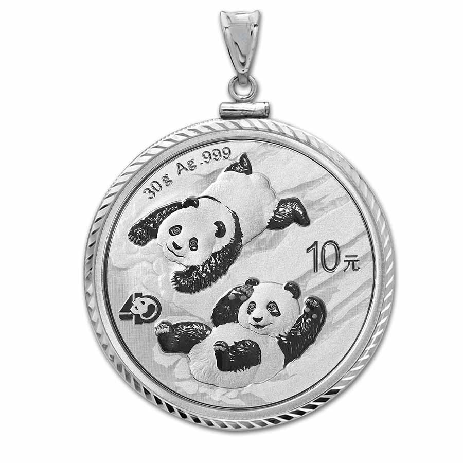 2022 30 gram Silver Panda Pendant (Diamond-ScrewTop Bezel)