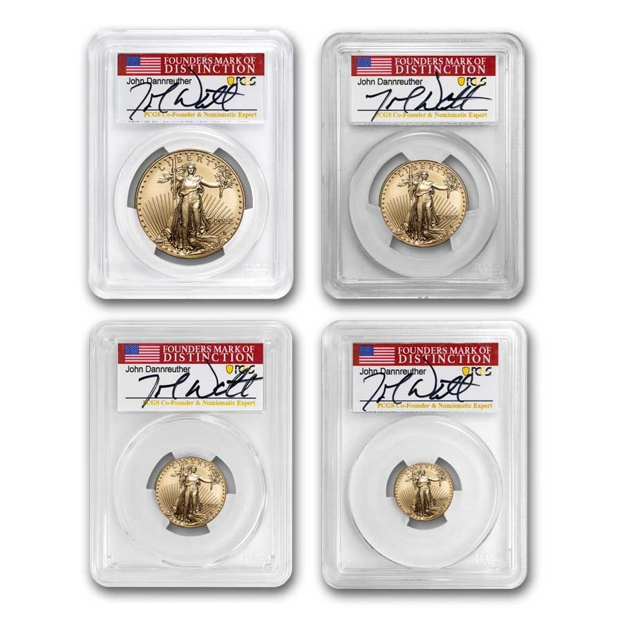 2022 4-Coin American Gold Eagle Set MS-70 PCGS (FDI, Dannreuther)