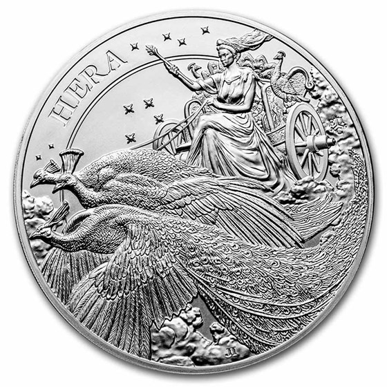 2022 5 oz Silver Goddesses: Hera and the Peacock BU (w Box & COA) 2022 5 oz Silver Goddesses: Hera and the Peacock BU (w Box & COA)