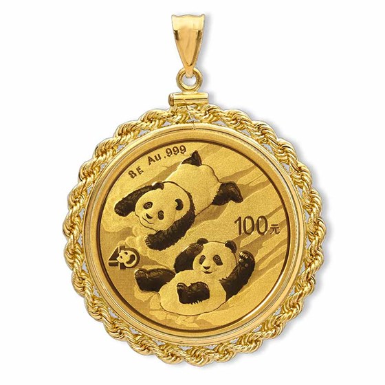 2022 8 gram Gold Panda Pendant (Rope-Screw Top Bezel) 2022 8 gram Gold Panda Pendant (Rope-Screw Top Bezel)