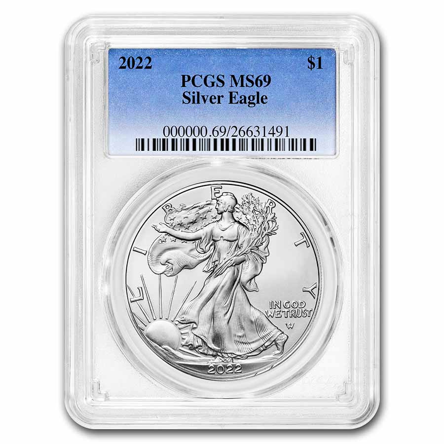 2018 $1 American Silver Eagle PCGS MS69 Blue Label 