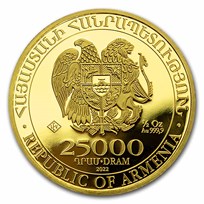 2022 Armenia 1/2 oz Gold 25,000 Dram Noah's Ark BU