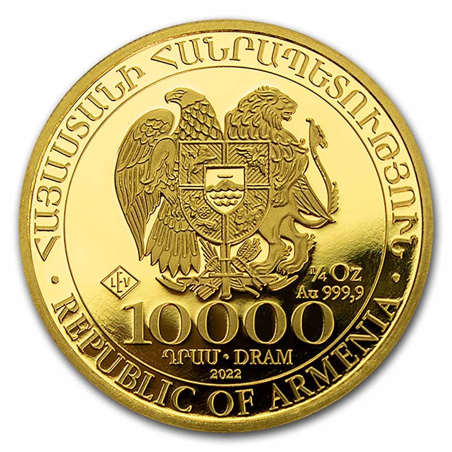 2022 Armenia 1/4 oz Gold 10,000 Dram Noah's Ark BU