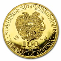 2022 Armenia 1 gram Gold 100 Dram Noah's Ark BU