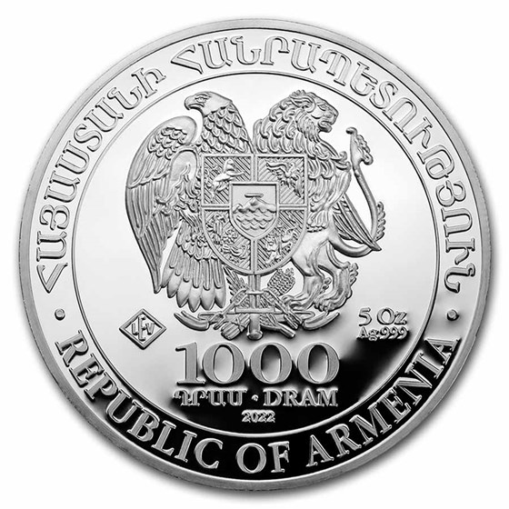 2022 Armenia 5 oz Silver 1000 Drams Noah’s Ark 2022 Armenia 5 oz Silver 1000 Drams Noah’s Ark