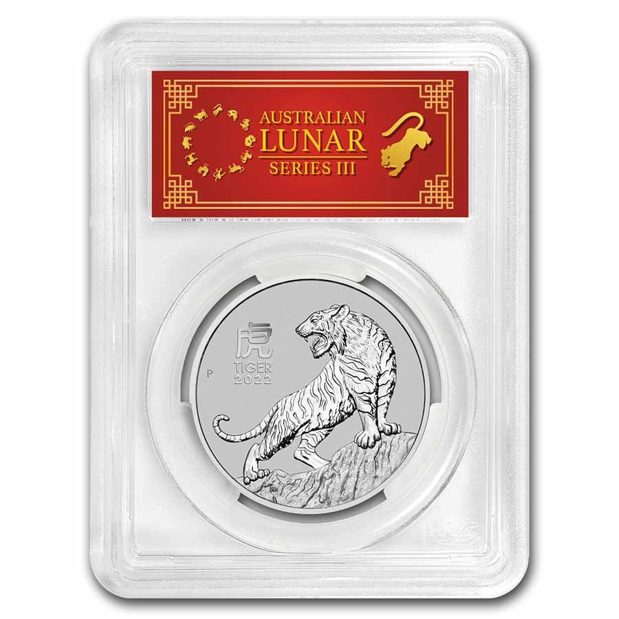 2022 AUS 1 oz Platinum Lunar Tiger MS-70 PCGS (FDI, Red Label)