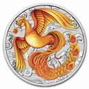 2022 AUS 1 oz Silver Phoenix Red & Gold Colorized BU (in Capsule)