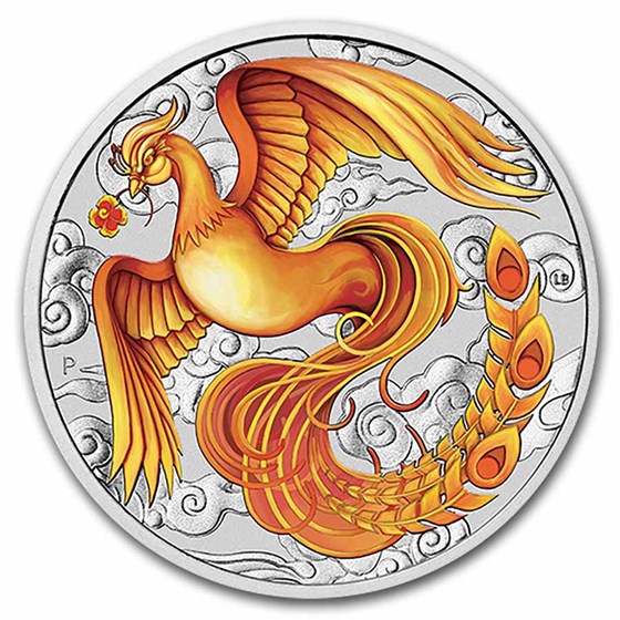 2022 AUS 1 oz Silver Phoenix Red & Gold Colorized BU (in Capsule) 2022 AUS 1 oz Silver Phoenix Red & Gold Colorized BU (in Capsule)
