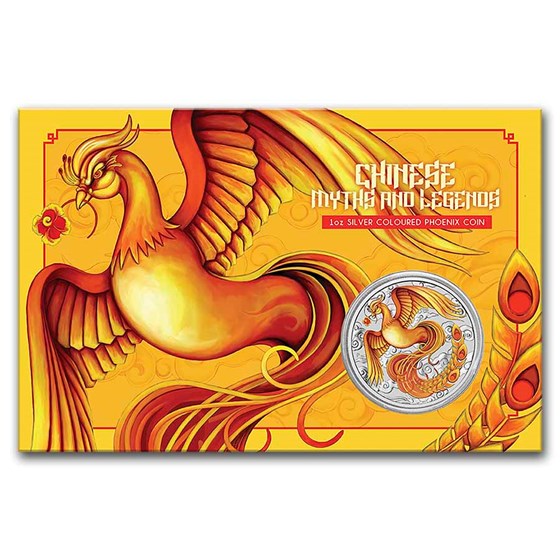 2022 AUS 1 oz Silver Phoenix Red & Gold Colorized (Display Card)