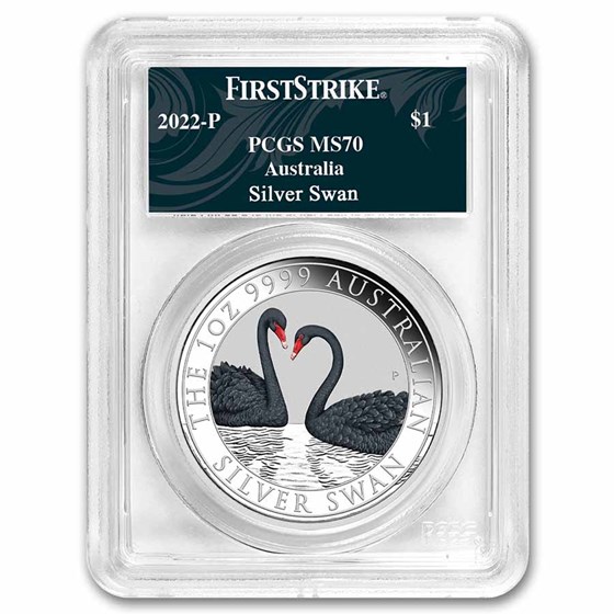 2022 AUS 1 oz Silver Swan Colorized MS-70 PCGS (FS, Swan Label)