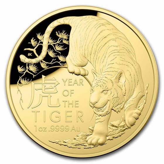 2022 Australia 1 oz Gold $100 Lunar Year of the Tiger Domed Proof 2022 Australia 1 oz Gold $100 Lunar Year of the Tiger Domed Proof