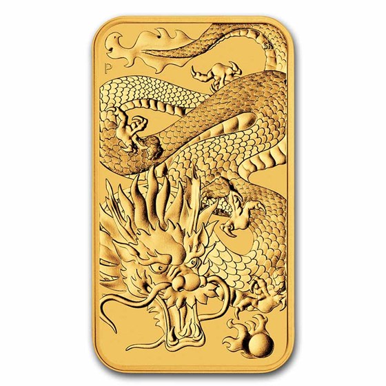 2022 Australia 1 oz Gold Dragon Rectangular Coin BU