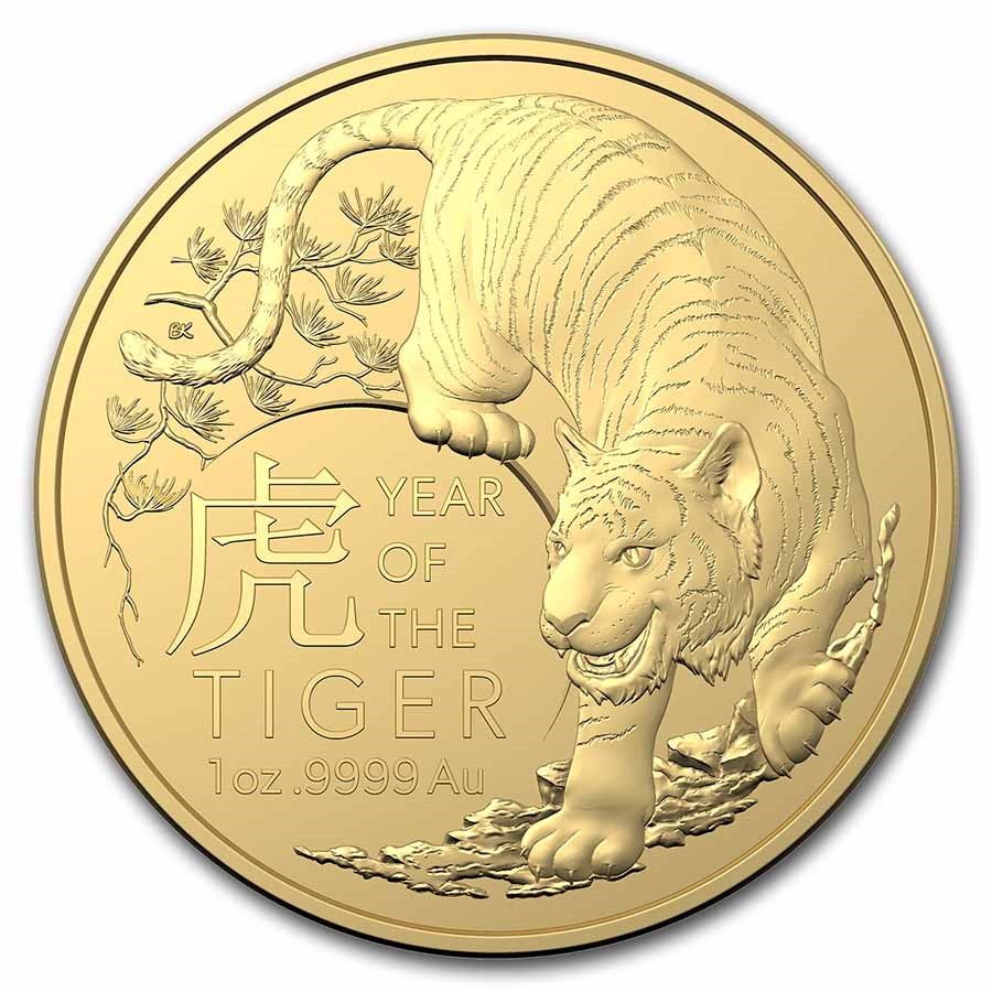 2022 Australia 1 oz Gold Lunar Year of the Tiger BU