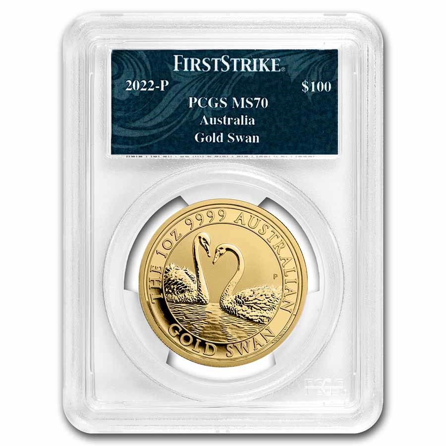 2022 Australia 1 oz Gold Swan MS-70 PCGS (FS, Swan Label)