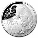 2022 Australia 1 oz Silver $5 Lunar Year of the Tiger Domed Proof