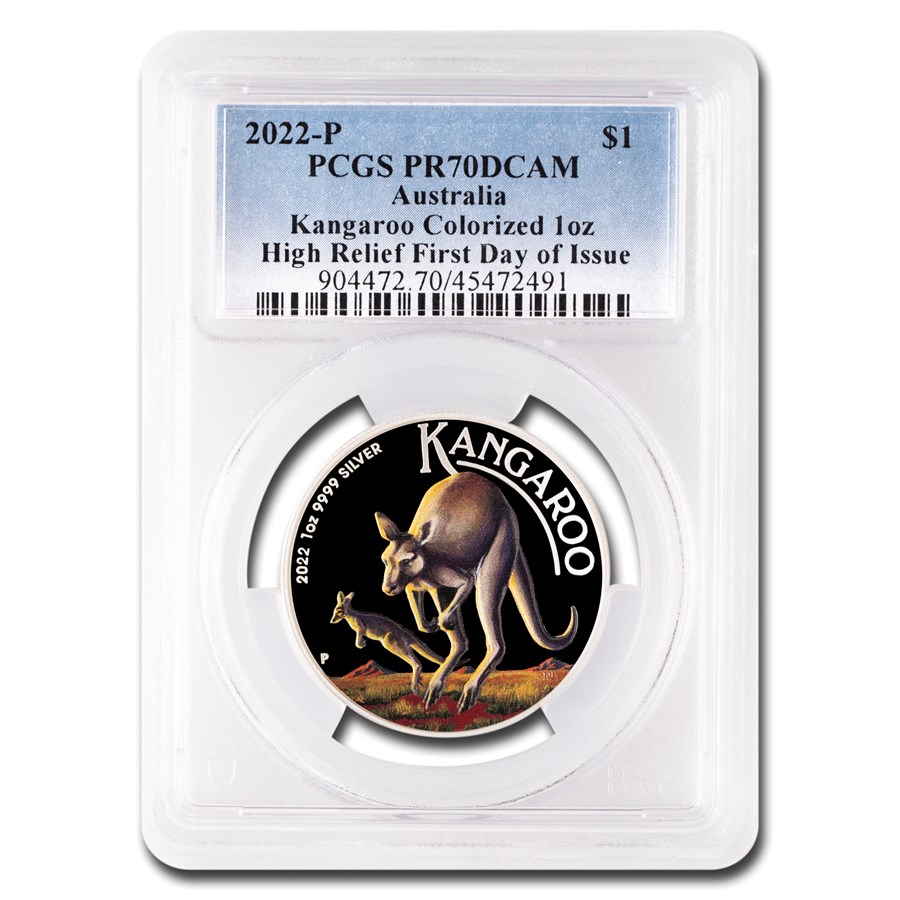 2022 Australia 1 oz Silver Kangaroo Color PR-70 DCAM PCGS (FDI)