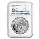 2022 Australia 1 oz Silver Swan MS-70 NGC (ER)