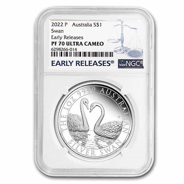 2022 Australia 1 oz Silver Swan PF-70 NGC (ER)