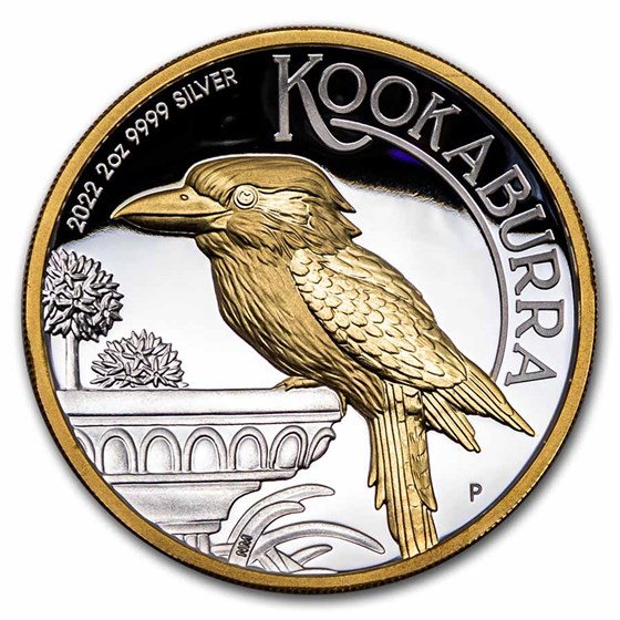 2022 Australia 2 oz Ag Gilded Australian Kookaburra Proof (HR) 2022 Australia 2 oz Ag Gilded Australian Kookaburra Proof (HR)