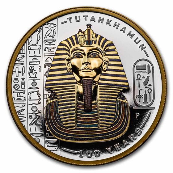 2022 Australia 2 oz Ag Gilded Tutankhamun Discovery Proof 2022 Australia 2 oz Ag Gilded Tutankhamun Discovery Proof