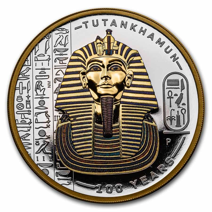 2022 Australia 2 oz Ag Gilded Tutankhamun Discovery Proof